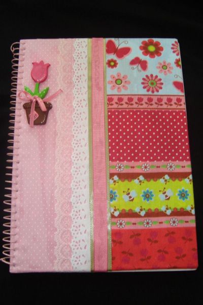 Caderno flor rosa